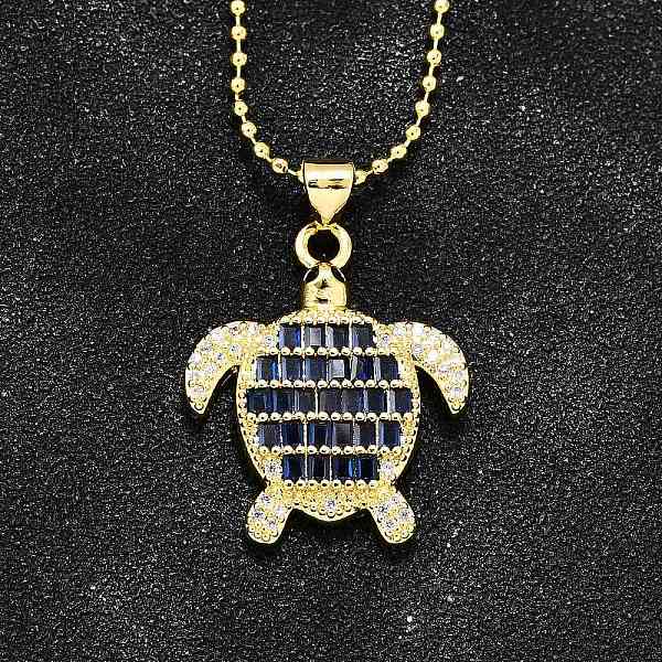 Colliers avec pendentif tortue en laiton pavé de zircone cubique pour femmes