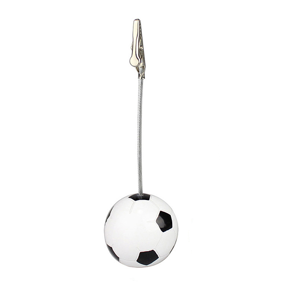 

PandaHall Resin Name Card Holder, Photo Memo Holder, with Iron Alligator Clips, Football, White, 122mm Resin White