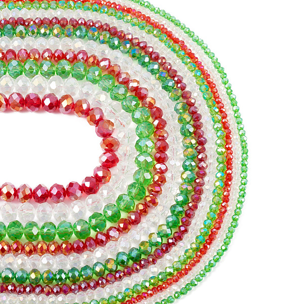 

PandaHall 12 Strand 12 Styles Transparent Electroplate Glass Beads Strands, AB Color Plated, Faceted, Rondelle, Mixed Color, 3~8x2~6mm..., Multicolor