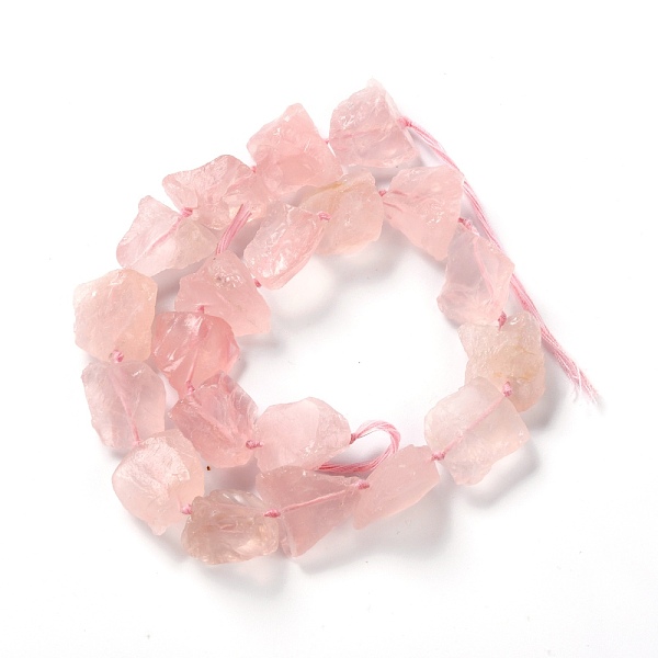 

PandaHall Rough Raw Natural Rose Quartz Beads Strands, Nuggets, 16.5~22x19~27x11~12mm, Hole: 0.8mm, about 18~20pcs/strand, 16.34''(41.5cm)...
