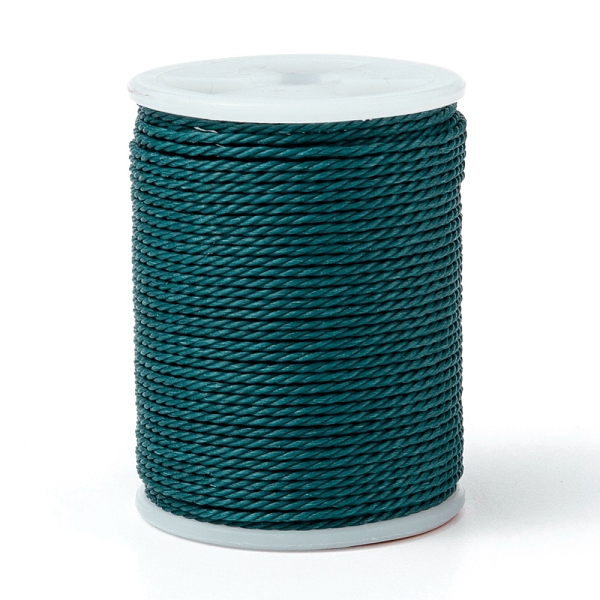

PandaHall Round Waxed Polyester Cord, Taiwan Waxed Cord, Twisted Cord, Teal, 1mm, about 12.02 yards(11m)/roll Waxed Polyester Cord Round..., Cyan