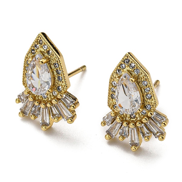

PandaHall Rack Plating Brass Teardrop Stud Earrings with Cubic Zirconia, Lead Free & Cadmium Free, Real 18K Gold Plated, 15x10mm Cubic...