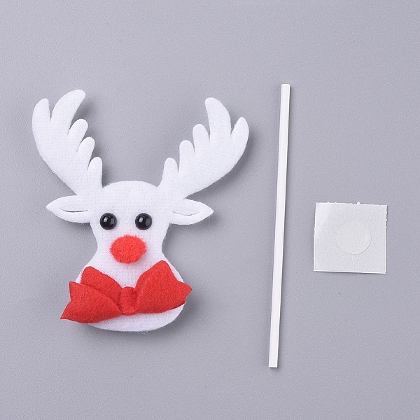 PandaHall Christmas Reindeer/Stag Shape Christmas Cupcake Cake Topper Decoration, for Party Christmas Decoration Supplies, White, 75x97mm...