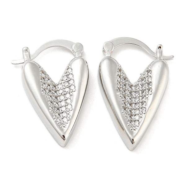 

PandaHall Heart Shape Brass Micro Pave Clear Cubic Zirconia Thick Hoop Earrings, Long-Lasting Plated, Cadmium Free & Lead Free, Platinum...