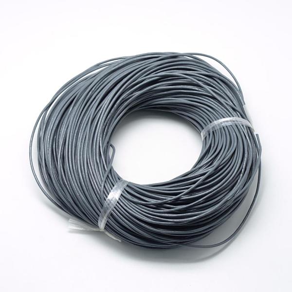 

PandaHall Spray Painted Cowhide Leather Cords, Gray, 1.5mm, about 100yards/bundle(300 feet/bundle) Cowhide Round Gray