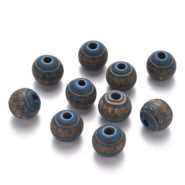

PandaHall Painted Natural Wood Beads, Laser Engraved Pattern, Round with Leave Pattern, Steel Blue, 10x9mm, Hole: 2.5mm Schima Wood Round...
