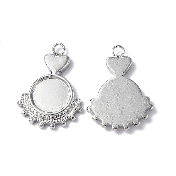 

PandaHall 304 Stainless Steel Pendant Cabochon Settings, Flat Round with Heart Charm, Stainless Steel Color, Round Tray: 8mm, 20x14x2mm...