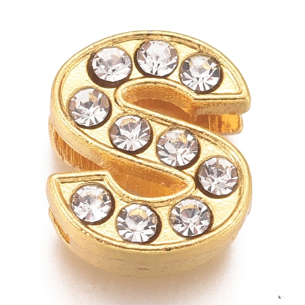

PandaHall Alloy Slide Charms, with Crystal Rhinestone, Letter, Letter.S, S: 12x10x4.2mm, Hole: 2x8mm Alloy+Rhinestone Letter S