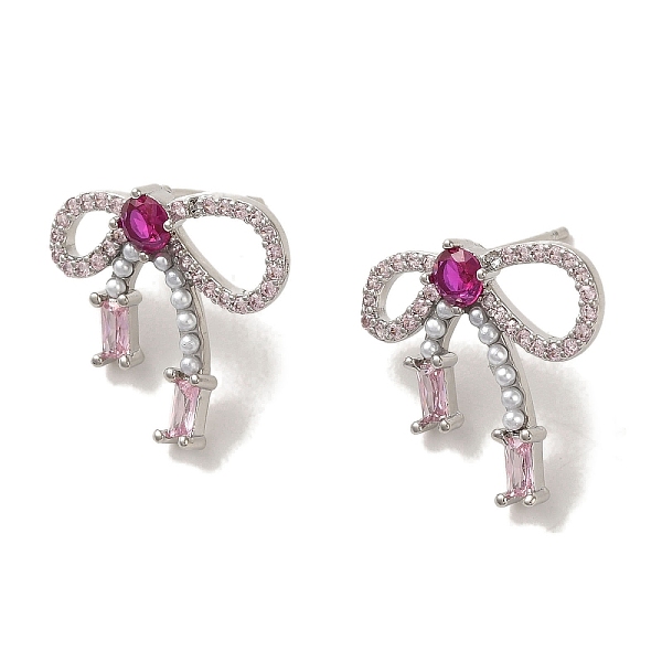 

PandaHall Rack Plating Brass Micro Pave Cubic Zirconia Studs Earrings, Long-Lasting Plated, Lead Free & Cadmium Free, Bowknot, Platinum...