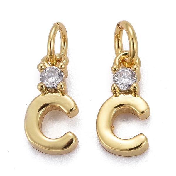 

PandaHall Brass Micro Pave Clear Cubic Zirconia Pendants, with Jump Rings, Real 18K Gold Plated, Long-Lasting Plated, Letter, Letter.C...