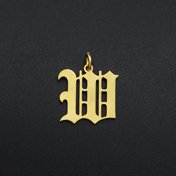 

PandaHall 201 Stainless Steel Pendants, with Jump Ring, Old English, Letter, Laser Cut, Golden, Letter.W, 16x16x1mm, Hole: 3mm 201 Stainless...