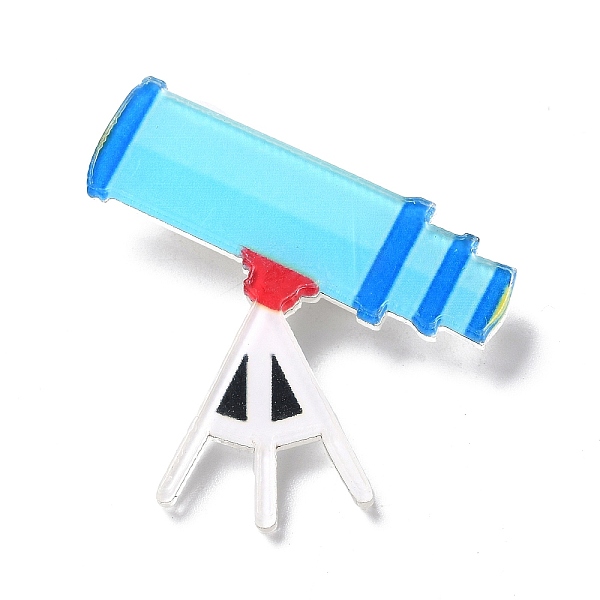 

PandaHall Telescope Acrylic Safety Brooch, Universe Space Lapel Pin for Backpack Clothes, Light Sky Blue, 42.5x40x2mm Acrylic