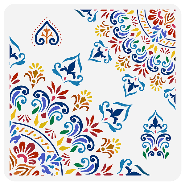 

PandaHall PET Hollow Out Drawing Painting Stencils, for DIY Scrapbook, Photo Album, Floral Pattern, 30x30cm Plastic Flower