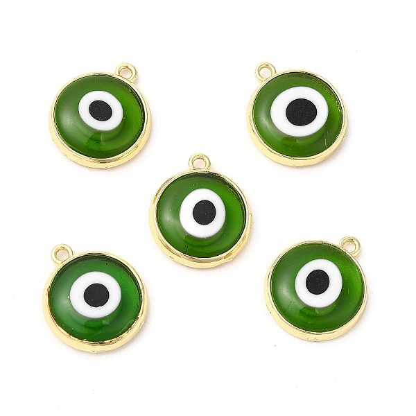 

PandaHall Handmade Lampwork Pendants, with Golden Tone Brass Findings, Cadmium Free & Lead Free, Evil Eye, Yellow Green, 16x13.5x3mm, Hole...