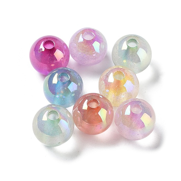 

PandaHall UV Plated Transparent Acrylic Beads, with Glitter Powder, Luminous Beads, Glow in the Dark, Iridescent, Round, Mixed Color..., Multicolor