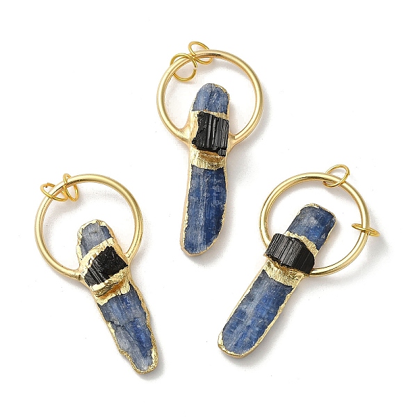 

PandaHall Natural Kyanite/Cyanite/Disthene Big Pendants, Rectangle Charms with Eco-Friendly Rack Plating Brass Ring, Cadmium Free & Lead...