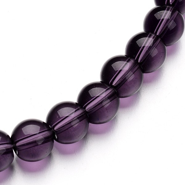 

PandaHall Glass Round Bead Strands, Purple, 8mm, Hole: 1mm, about 40pcs/strand, 11 inch Glass Round Purple