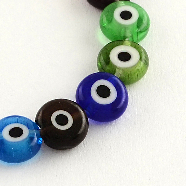 

PandaHall Flat Round Handmade Evil Eye Lampwork Beads, Mixed Color, 10x4mm, Hole: 1mm, about 38pcs/strand, 14.5 inch Lampwork Evil Eye..., Multicolor