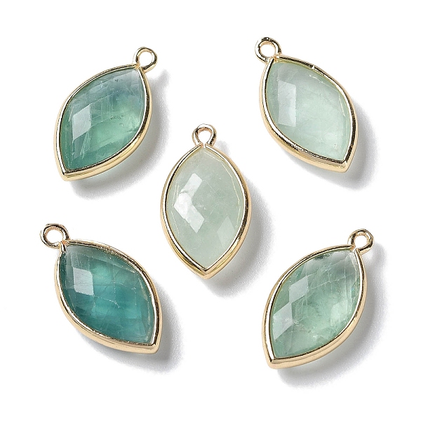 

PandaHall Natural Green Fluorite Pendants, with Platinum Brass Edge, Faceted, Horse Eye, 22x12x5.5mm, Hole: 1.8mm Fluorite Eye