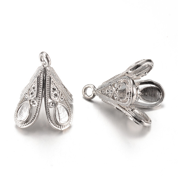 

PandaHall Alloy Pendant Rhinestone Settings and Cabochon Settings, Cadmium Free & Lead Free, Flower, Platinum, Tray: 4x6mm, 25x21x21mm, Hole...