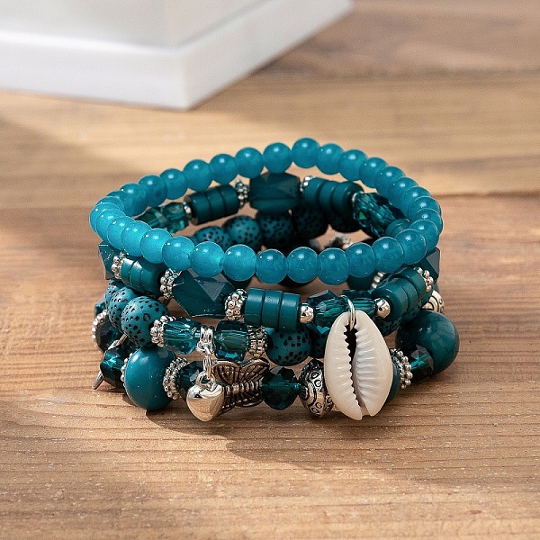 

PandaHall Bohemian Vacation Style Glass Beaded Stackable Stretch Bracelets Set for Women Glass