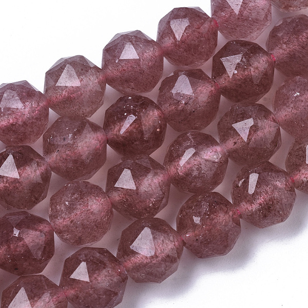 

PandaHall Natural Strawberry Quartz Beads Strands, Faceted, Star Cut Round Beads, 8~9mm, Hole: 0.9~1mm, about 23~26pcs/Strand, 7.28...