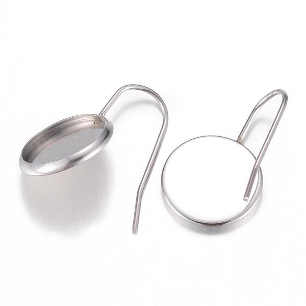 

PandaHall 304 Stainless Steel Earring Hooks, Ear Wire, Stainless Steel Color, Tray: 12mm, 23x1.5mm, 20 Gauge, Pin: 0.8mm 304 Stainless Steel