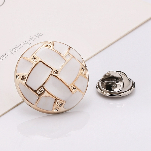 

PandaHall Plastic Brooch, Alloy Pin, with Enamel, for Garment Accessories, Round, Snow, 21mm Alloy+Enamel Round White