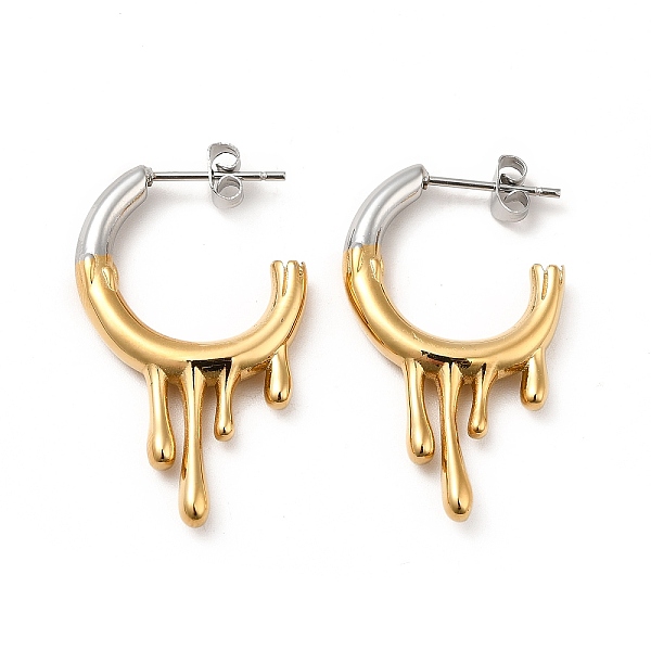 

PandaHall Two Tone 304 Stainless Steel Melting Dripping Stud Earrings, Half Hoop Earrings for Women, Golden & Stainless Steel Color...