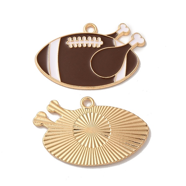 

PandaHall Alloy Enamel Pendants, Cadmium Free & Nickel Free & Lead Free, Light Gold, Rugby Charms, Coconut Brown, 21.5x33.5x1.3mm, Hole: 2mm...