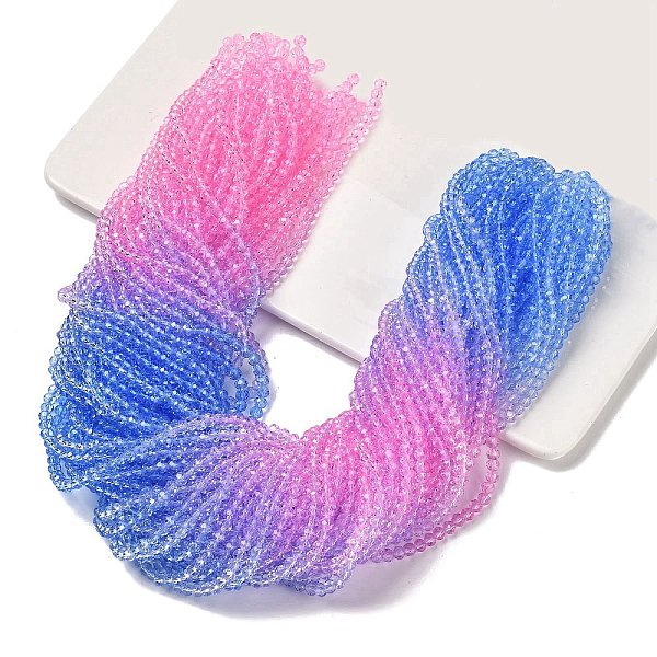 

PandaHall Transparent Painted Glass Beads Strands, Faceted, Rondelle, Colorful, 3.7x3.2mm, Hole: 0.7mm, about 105pcs/strand, 13.39''(34cm)...