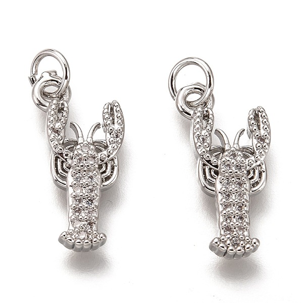 

PandaHall Brass Micro Pave Clear Cubic Zirconia Pendants, Cadmium Free & Lead Free, Long-Lasting Plated, Shrimp Shape, Platinum, 18x9.5x2mm...
