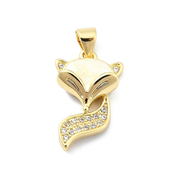 

PandaHall Brass Micro Pave Clear Cubic Zirconia Pendants, with Sythetic Opal, Fox, Real 18K Gold Plated, 20.5x12.5x6.5mm, Hole: 3.5x3mm...