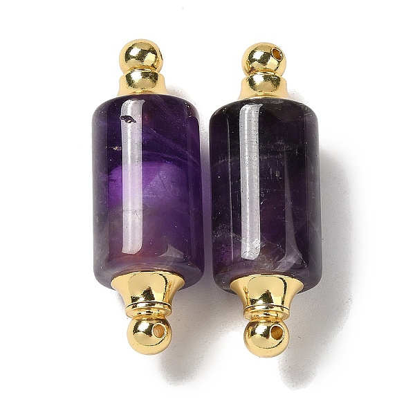 

PandaHall Natural Amethyst Connector Charms, with Golden Plated 304 Stainless Steel Findings, Column Links, 36x12mm, Hole: 1.2~1.4mm...