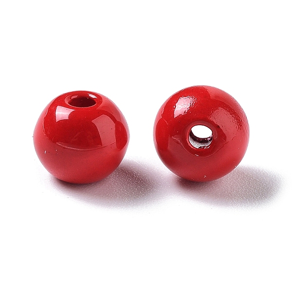 

PandaHall Spray Painted Alloy Bead, Round, Crimson, 5.5~6x6.5mm, Hole: 1.4mm Alloy Round Pink