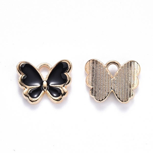 

PandaHall Alloy Enamel Charms, Butterfly, Light Gold, Black, 10.5x13x3mm, Hole: 2mm Alloy+Enamel Butterfly Black