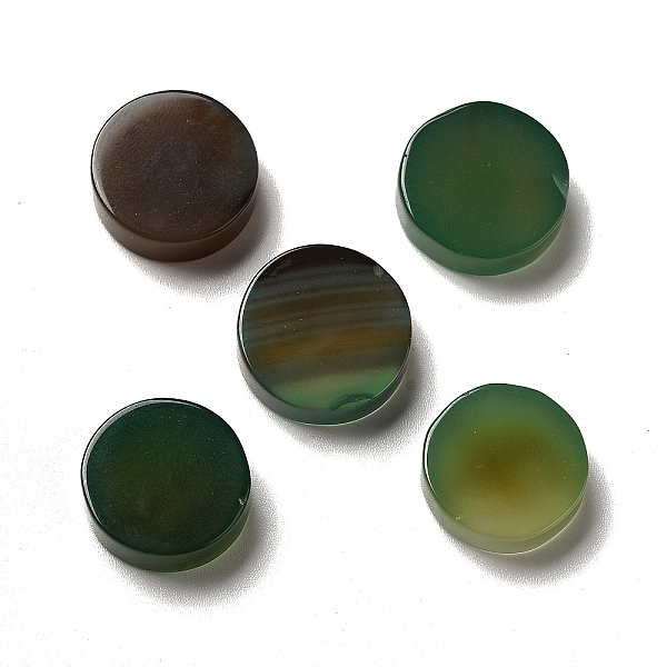 

PandaHall Natural Green Onyx Agate Cabochons, Dyed & Heated, Flat Round, 14.5~15.5x4.5~5mm Green Onyx Agate Flat Round