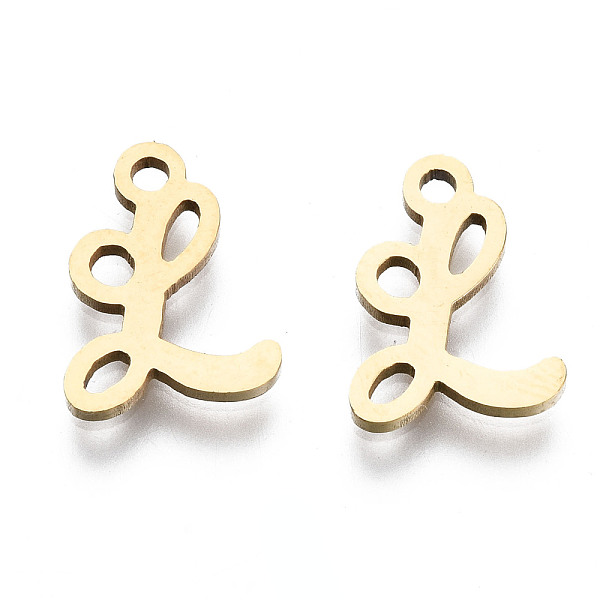 

PandaHall 201 Stainless Steel Charms, Laser Cut, Alphabet, Golden, Letter.L, 11.5x8.5x1mm, Hole: 1.4mm Stainless Steel Letter L