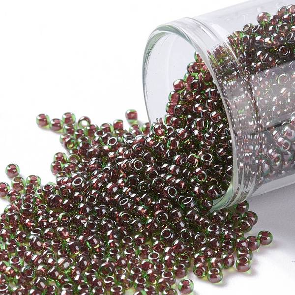 

PandaHall TOHO Round Seed Beads, Japanese Seed Beads, (250) Inside Color Peridot/Fuchsia Lined, 11/0, 2.2mm, Hole: 0.8mm, about..., Green