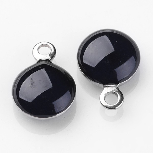 

PandaHall Stainless Steel Enamel Charms, Enamelled Sequins, Flat Round, Black, 11x8x3mm, Hole: 1mm Stainless Steel+Enamel Flat Round Black