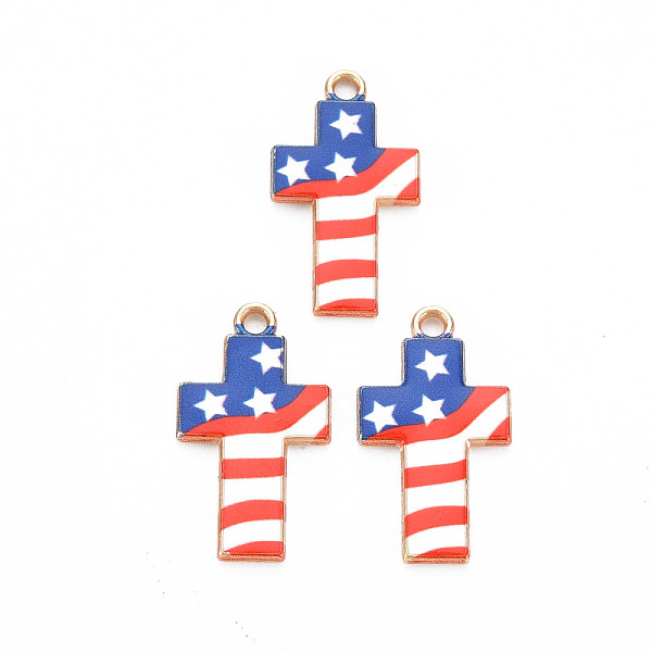 

PandaHall Rack Plating Alloy Enamel Pendants, Light Gold, Cadmium Free & Nickel Free & Lead Free, Cross, Blue, 23x13x1.5mm, Hole: 1.8mm...