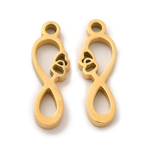 

PandaHall Ion Plating(IP) 304 Stainless Steel Charms, Infinity with Heart, Golden, 15x5x1.5mm, Hole: 1.4mm 304 Stainless Steel Infinity