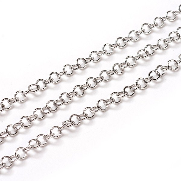 

PandaHall 304 Stainless Steel Rolo Chains, Belcher Chain, with Spool, Unwelded, Stainless Steel Color, 3.5x0.6mm, about 32.8 Feet(10m)/roll...