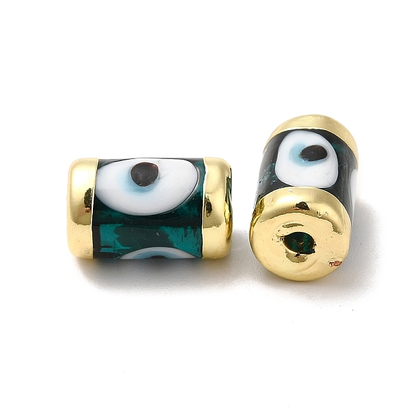 

PandaHall Handmade Evil Eye Lampwork Beads, with Light Gold Tone Brass Findings, Long-Lasting Plated, Lead Free and Cadimum Free, Column..., Cyan