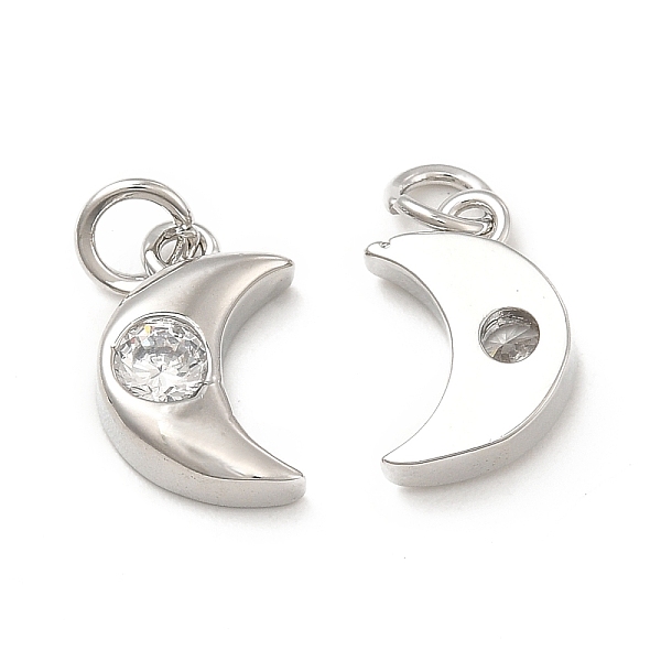 

PandaHall Brass Micro Pave Cubic Zirconia Charms, with Jump Ring, Moon Charm, Platinum, 12.5x8.3x3.2mm, Hole: 2.5mm Brass+Cubic Zirconia..., Clear