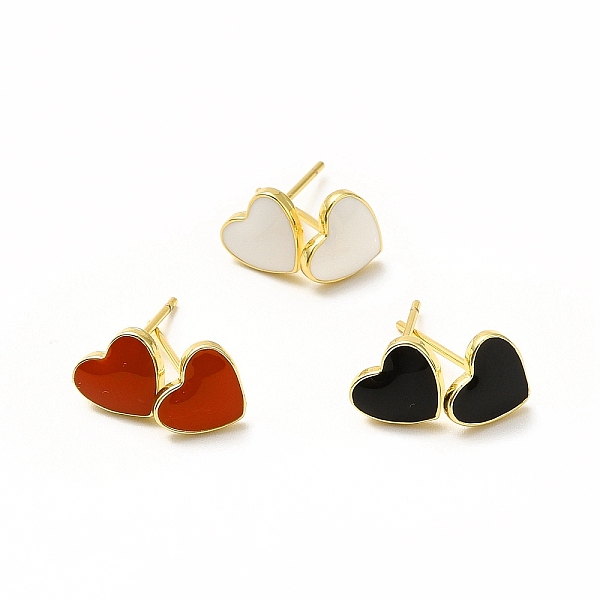 

PandaHall Enamel Heart Stud Earrings, Real 18K Gold Plated Brass Jewelry for Women, Lead Free & Cadmium Free, Mixed Color, 7x8mm, Pin: 0.8mm..., Multicolor