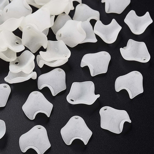 

PandaHall Transparent Acrylic Beads, Frosted, Petal, Floral White, 15x14.5x5mm, Hole: 2mm, about 1700pcs/500g Acrylic Petaline