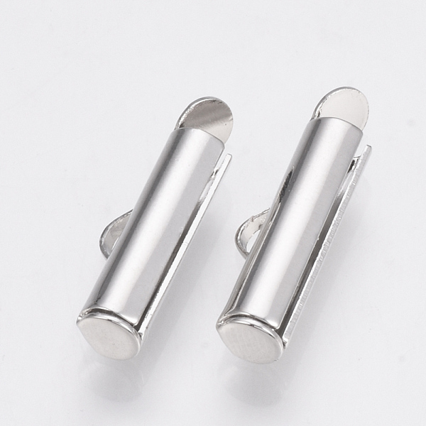 

PandaHall Brass Slide On End Clasp Tubes, Slider End Caps, Platinum, 6x20x4mm, Hole: 1x3mm, Inner Diameter: 3mm Brass