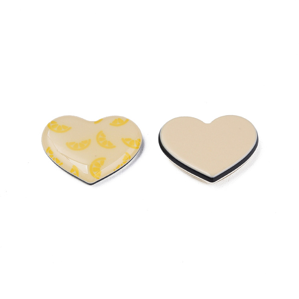 

PandaHall Printed Acrylic Cabochons, Heart with Lemon, Blanched Almond, 22x26x5mm Acrylic Heart