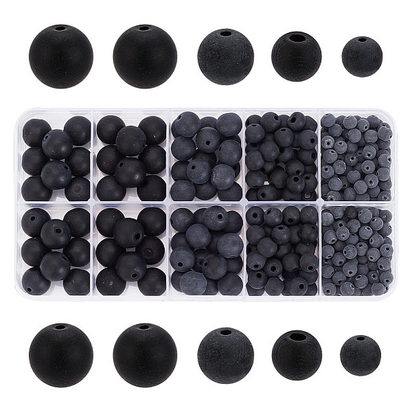 

PandaHall arricraft 314 Pcs Black Stone Beads, 4 Sizes Frosted Black Stone Bead Synthetic Black Stone Beads Round Loose Beads for Bracelet...